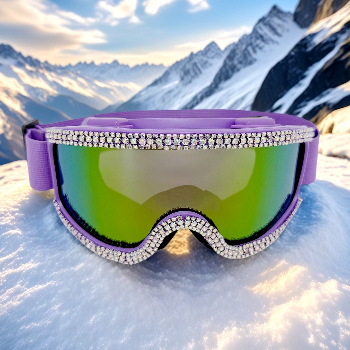 Damen Glamouröse Skibrille mit funkelndem Kristallbesatz Brehn