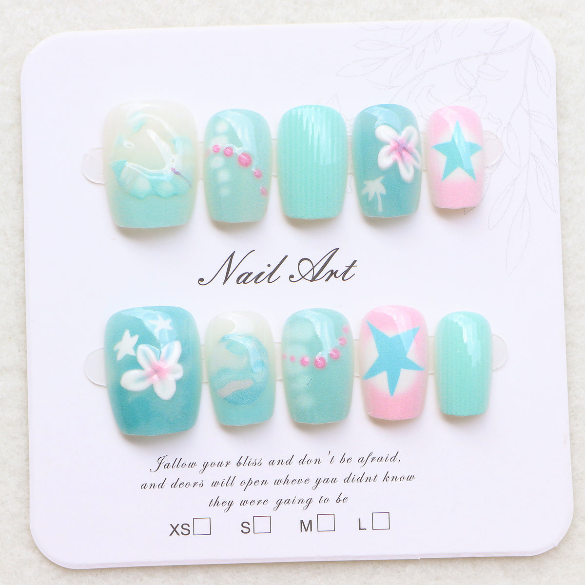 Mermaid-inspirierte dekorative Press-On-Nagel-Set Brehn