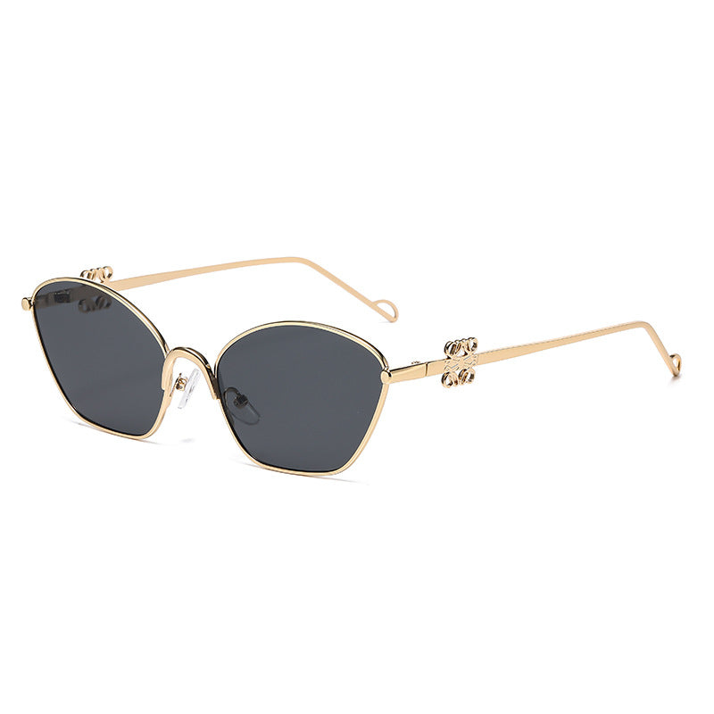 Damen modische Cat-Eye Sonnenbrille mit filigranem Metallrahmen Brehn