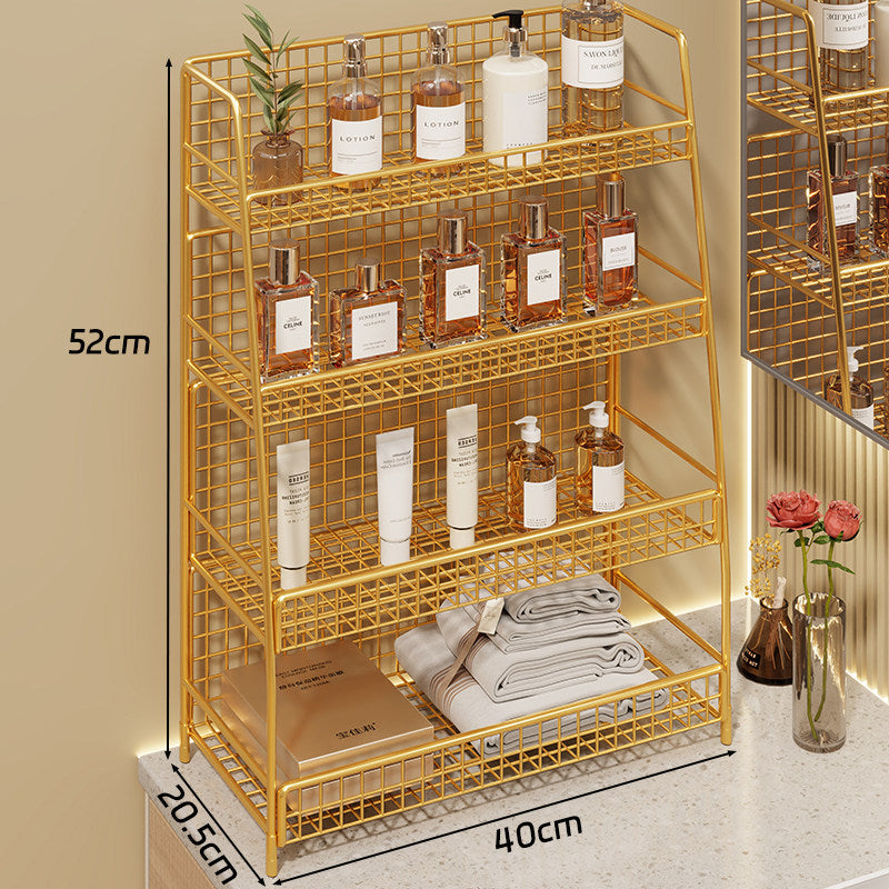 Multi-Ebenen Drahtgitter Arbeitsplattenorganizer mit schrägem Rahmen und belüfteten Mesh-Regalen