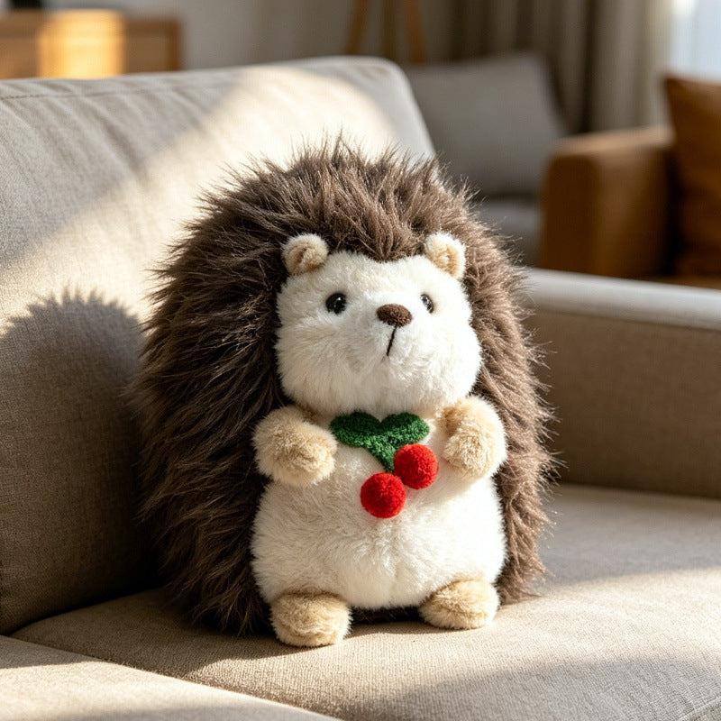 Kawaii Igel Plüschtier Sammlerstück mit gesticktem Kirschakzent und weichem Kunstfellrücken Brehn