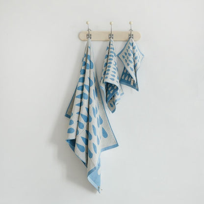 Dreiteiliges Frottier-Handtuchset Duschtuch Handtuch Gästetuch mit Blattjacquard