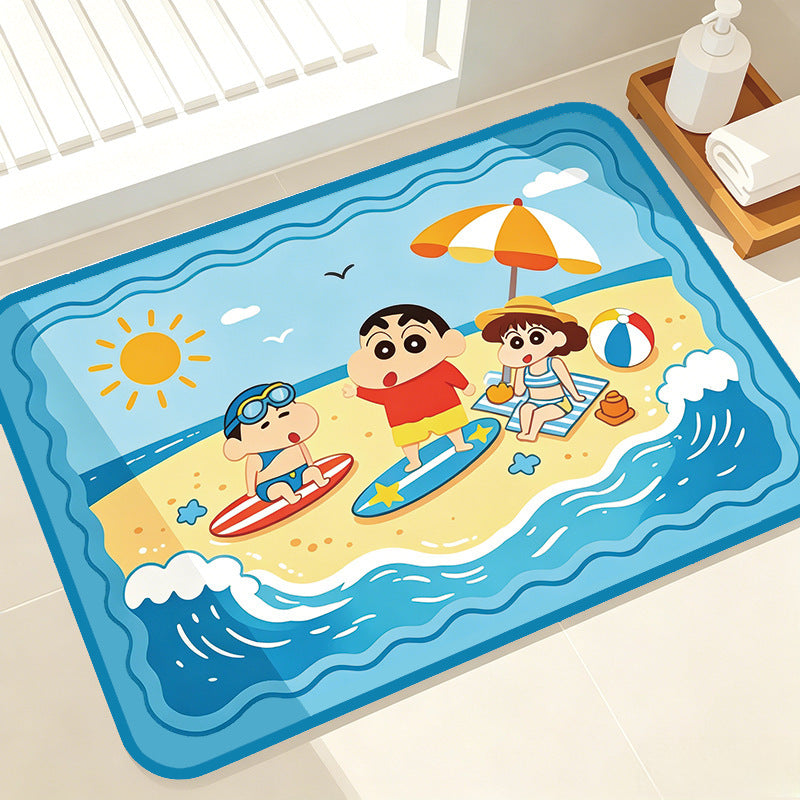Verspielt Cartoon Strand-Themen Badmatte