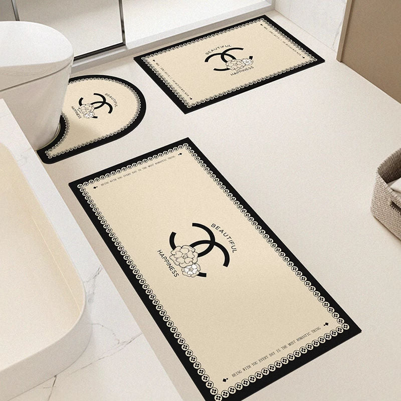 Elegante florale Badezimmermatten-Set