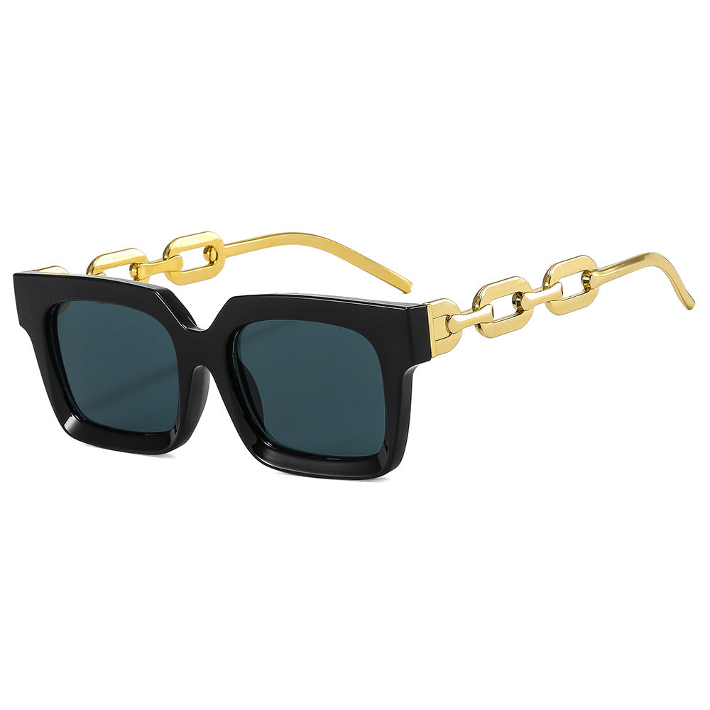 Damen modische quadratische Sonnenbrille mit luxuriösen Kettendetails Brehn