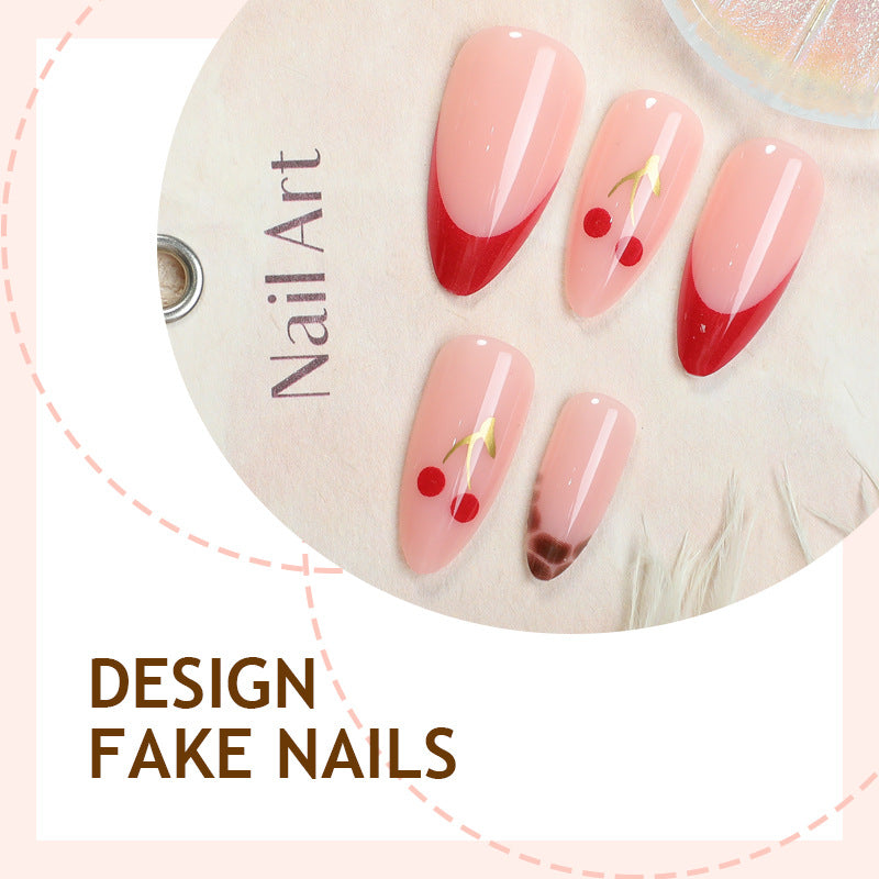Kunstnagelset mit fruchtigem Kirsch-Design und elegantem Farbverlauf Brehn