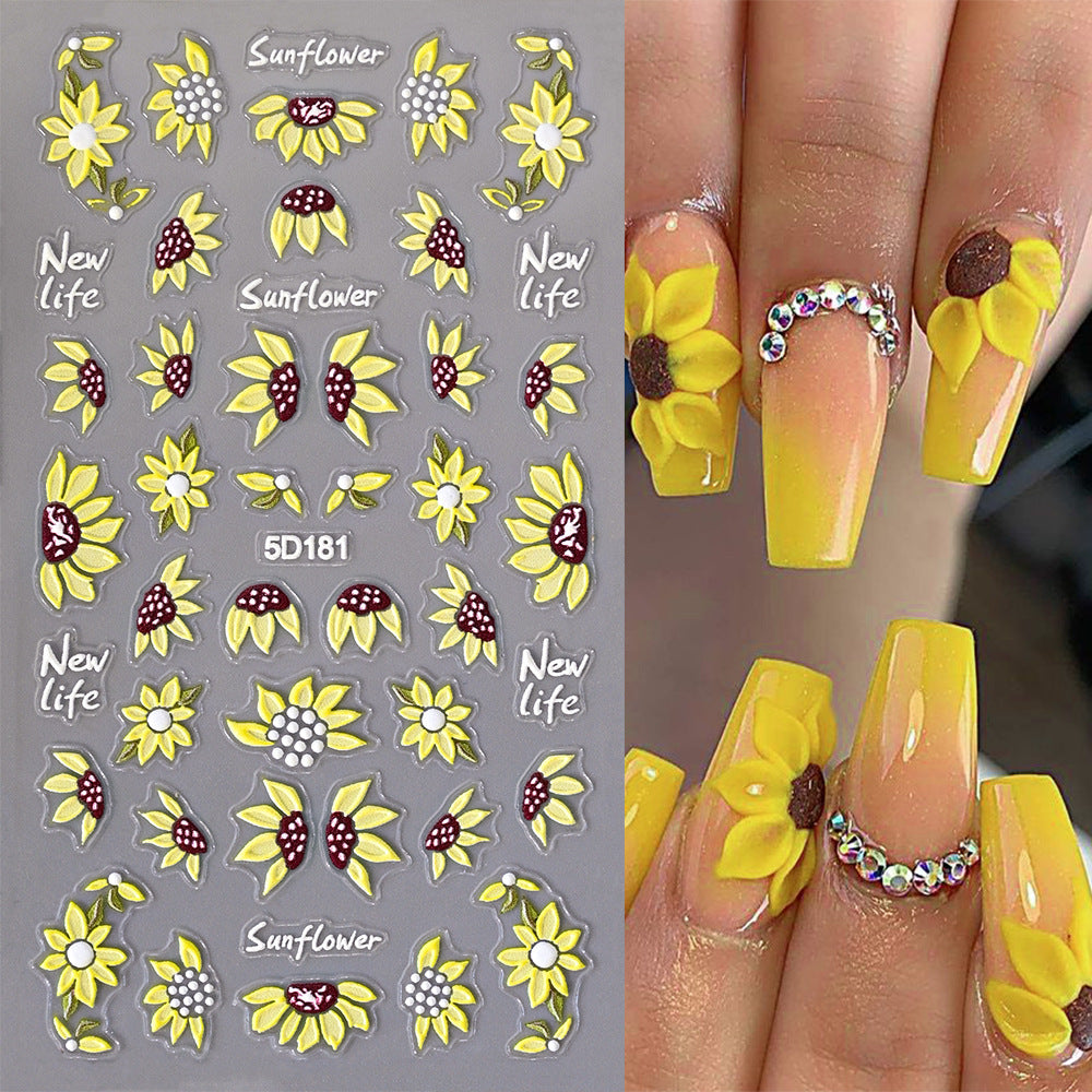 Sonnenblumen-Nagelkunst-Aufkleber-Set