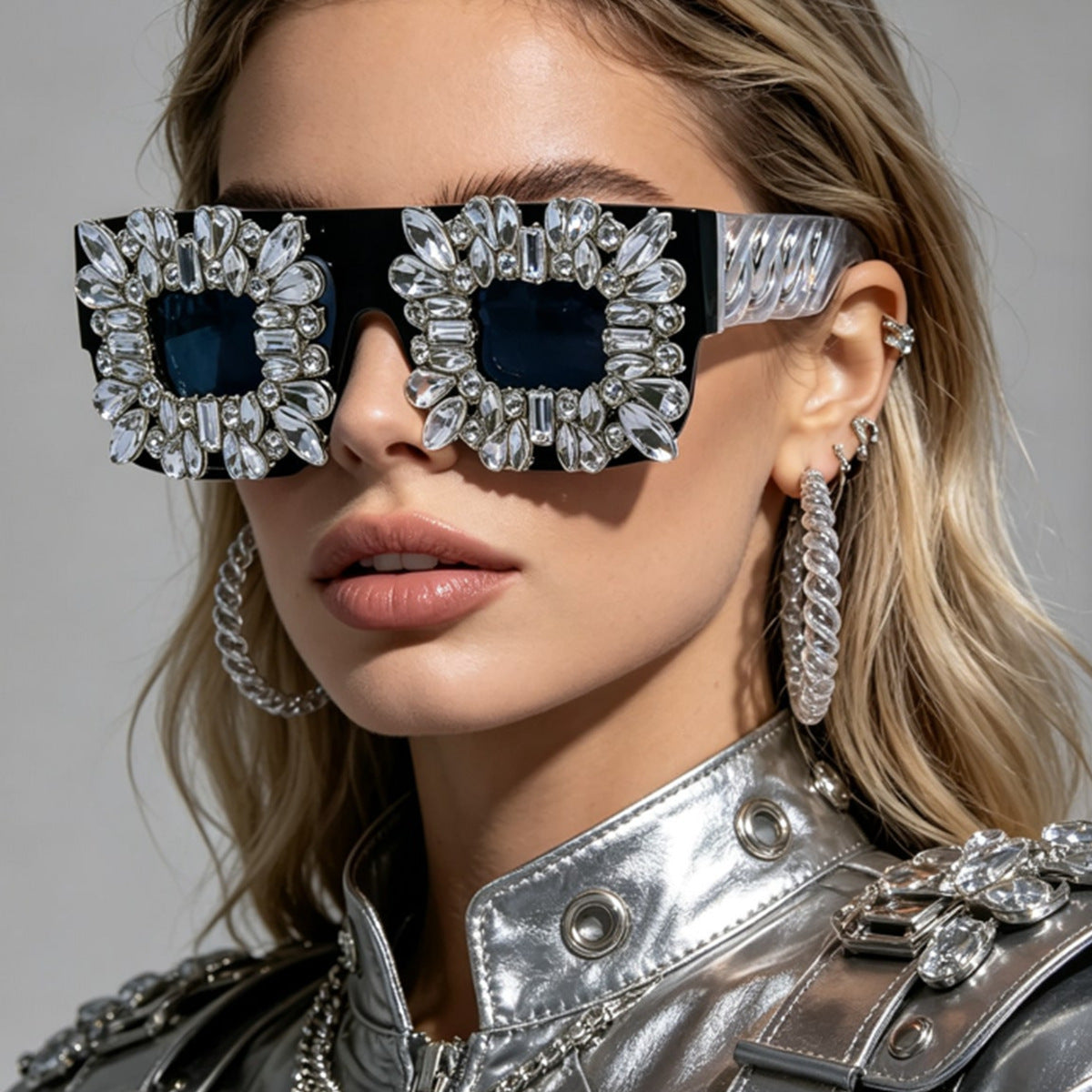 Damen Sonnenbrille im vintage Design mit funkelnden Kristallverzierungen Brehn