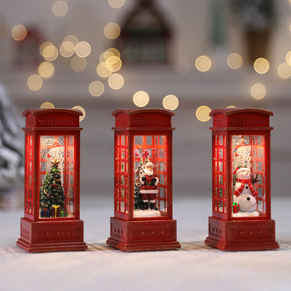 Weihnachtlich gestaltete Miniatur-Telefonzelle Dekoration