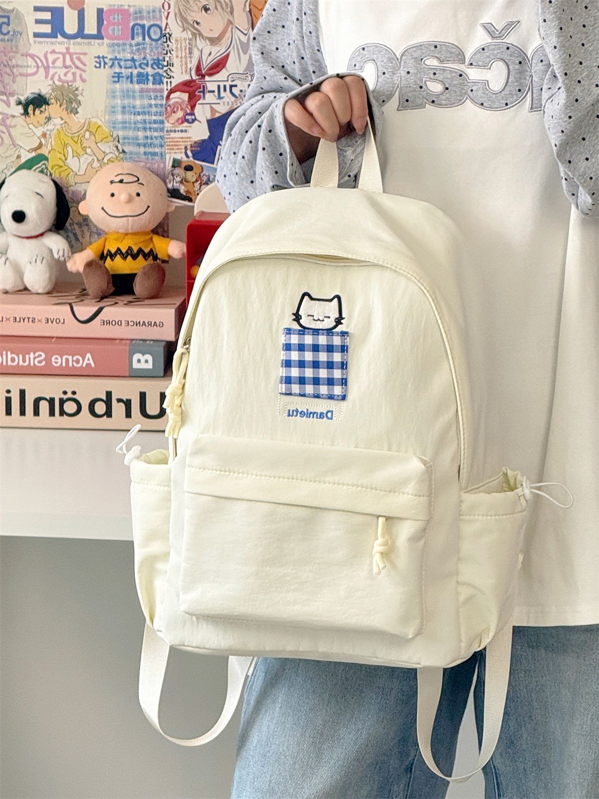 Kat-Stickerei Kompakte Schulrucksack