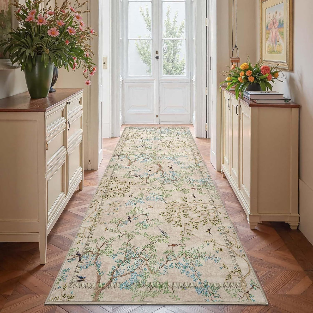 Blumenmuster dekorativer Läufer Teppich