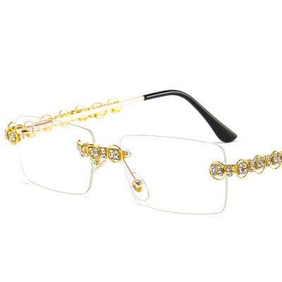 Damen Designer-Sonnenbrille mit funkelndem Rahmen und rechteckigem Glas Brehn