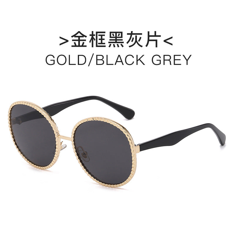 Damen elegante oversized Sonnenbrille mit gewebtem goldenen Rahmen Brehn