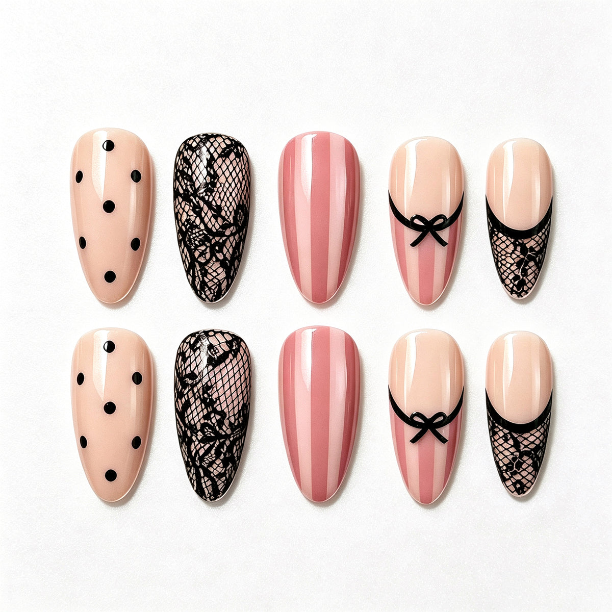 Elegantes von Spitze inspiriertes Press-On-Nagelset Brehn
