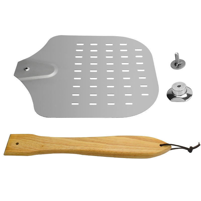 perforierte Edelstahl-Pizzaschaufel mit ergonomischem Holzgriff Brehn