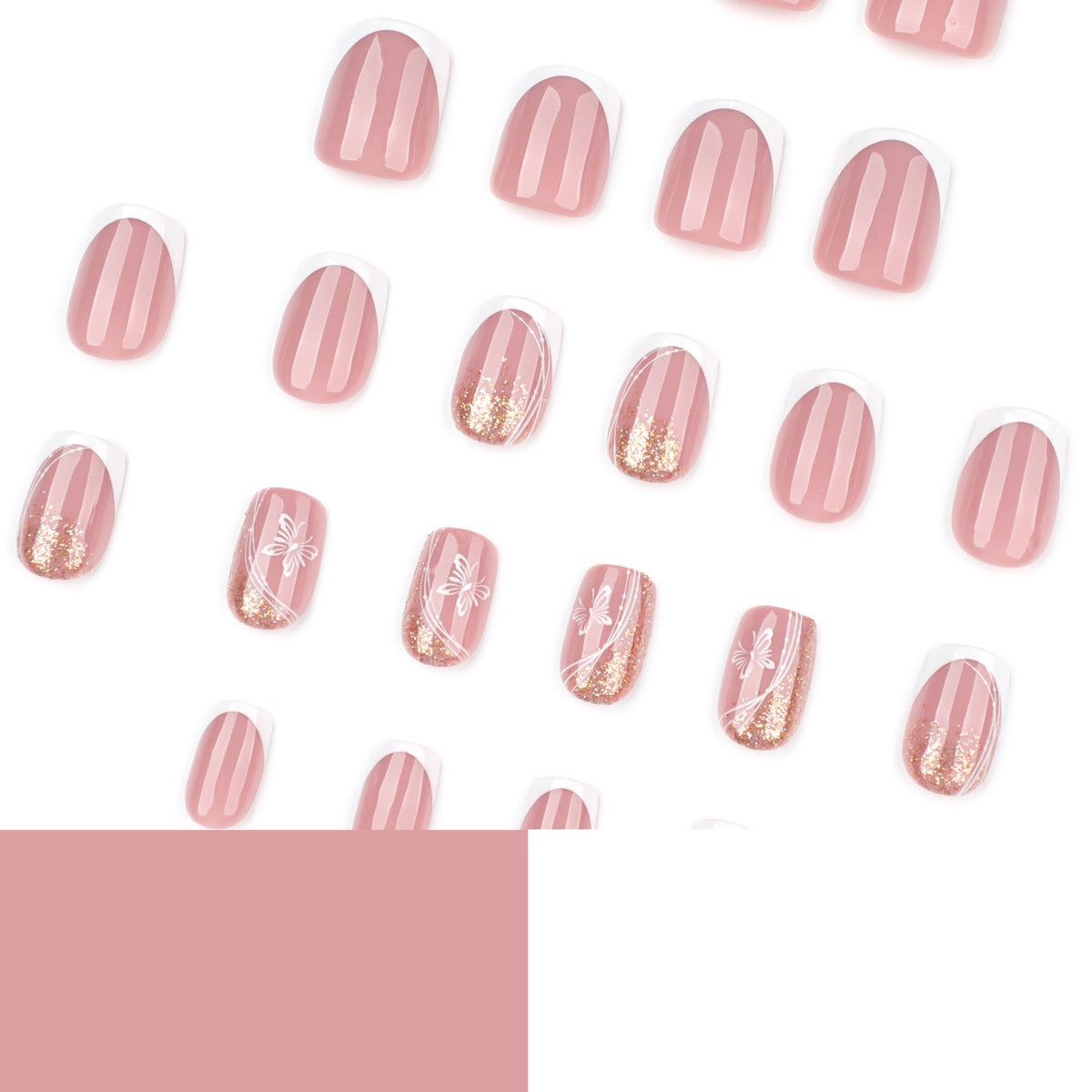 Elegante Nagelverlängerungen mit Glitzer und Blumen-Motiven Brehn