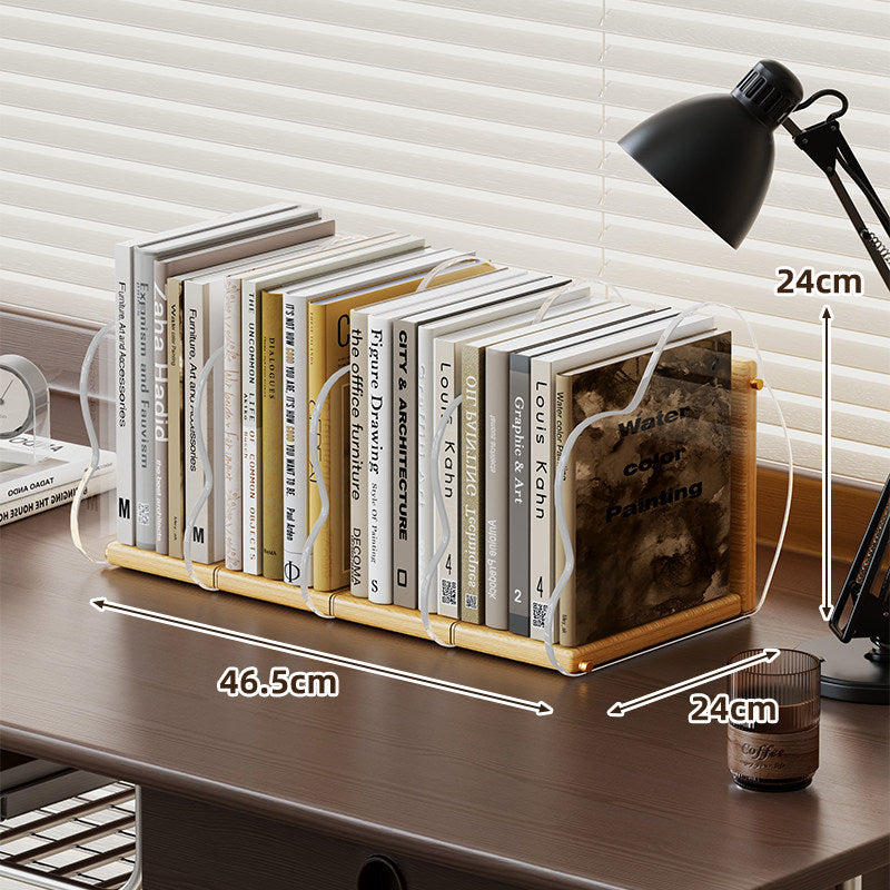 Desktop Clear Acrylic Multi-Section Bookstand with Bamboo Base