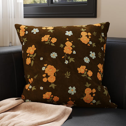 Botanical Microfiber Suede Throw Pillow Cover with Hidden Zipper