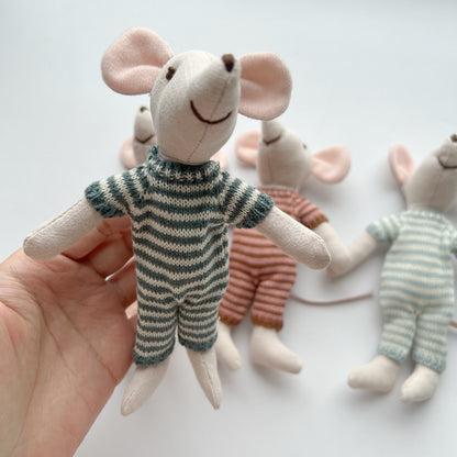 Artisan Leinen Spielmaus Puppe mit Gingham Kleid
