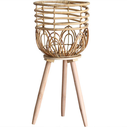 Stilvoller Pflanzenständer aus Rattan und Holz Brehn