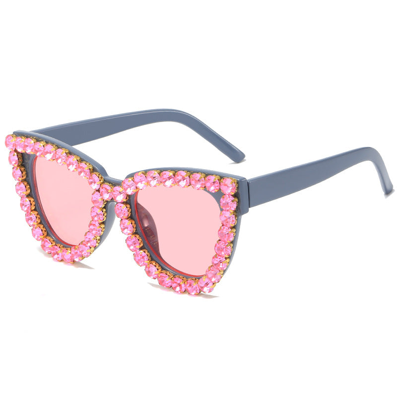 Damen extravagante Übergrößen-Sonnenbrille mit Kristallschmuck Brehn