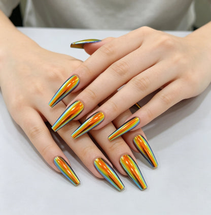 Premium langanhaltende Regenbogen-Nagelkunstverlängerungen Brehn