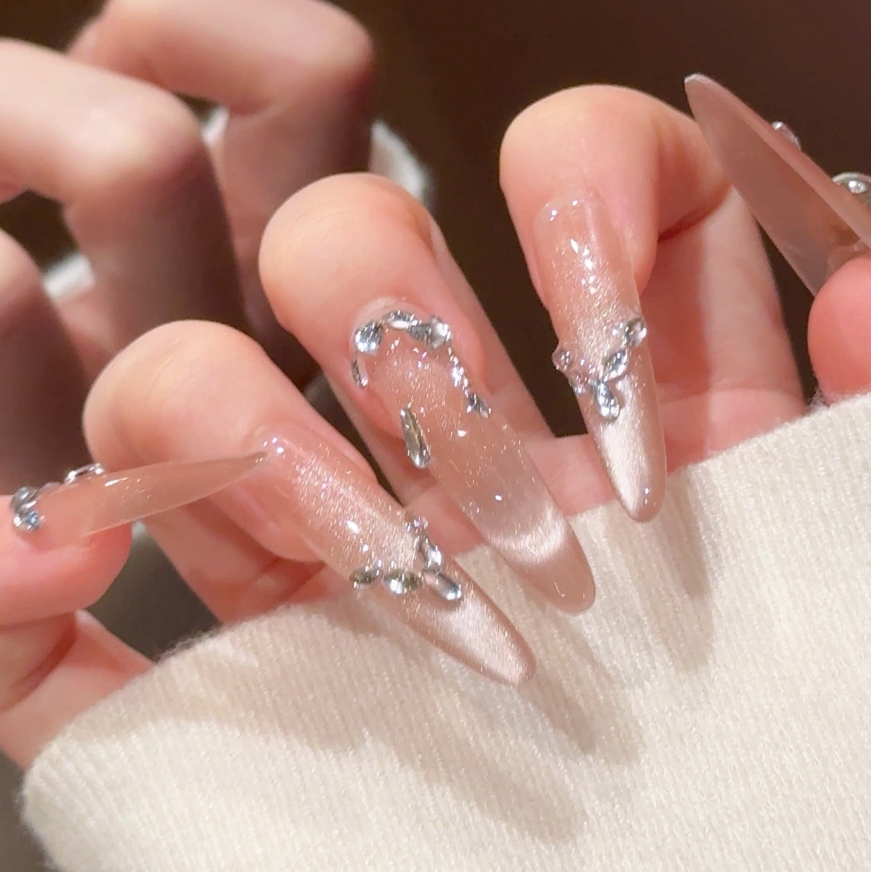 Luxus Strass-besetzte Stiletto Press-On Nägel Brehn