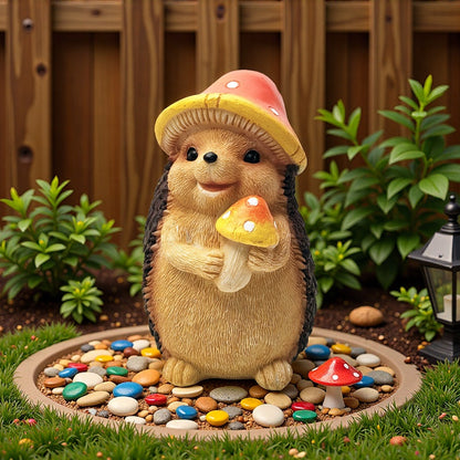 Niedliche Igel Skulptur mit Obst Brehn