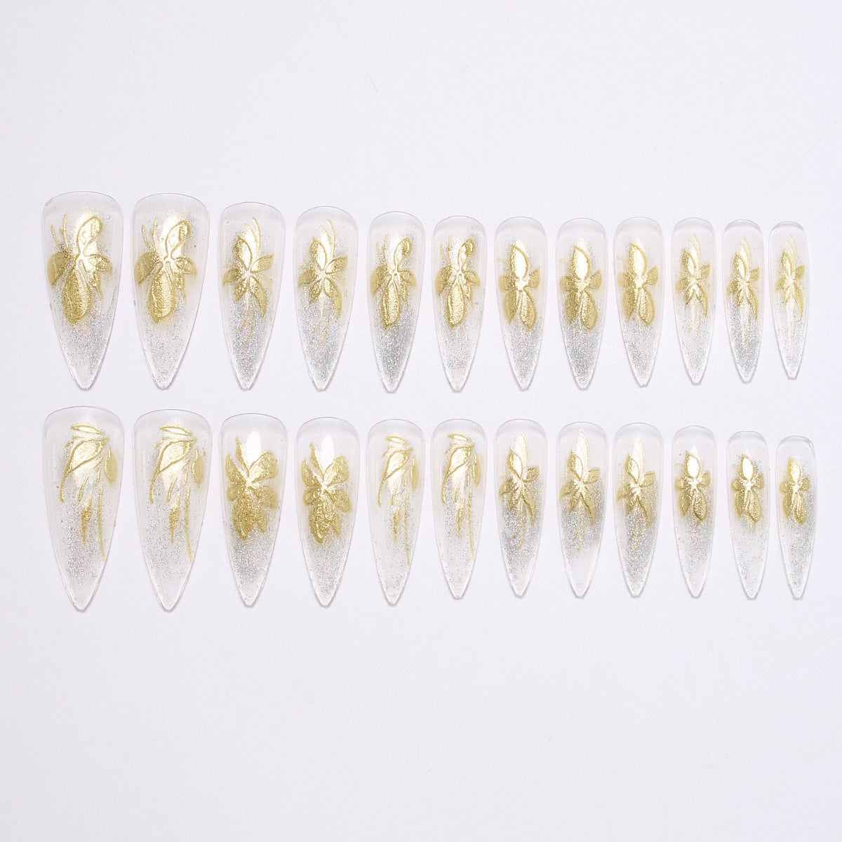 Blumeninspiriertes Press-On Nail Set Brehn