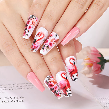 Nail Art Set mit farbenfrohen Flamingo- und Blütenmotiven Brehn