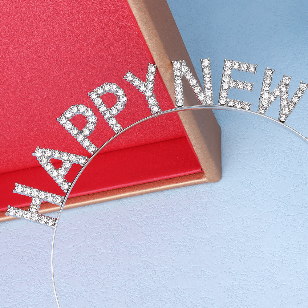Damen Glitzernder Haarreif mit "Happy New Year"-Aufschrift Brehn