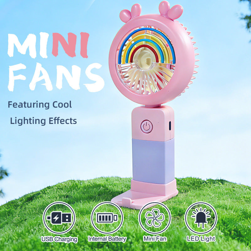 Unisex Tragbarer Handventilator mit bunten LED-Lichteffekten Brehn