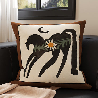 Decorative Tufted Velvet Throw Pillow Cover with Raised Floral Appliqué