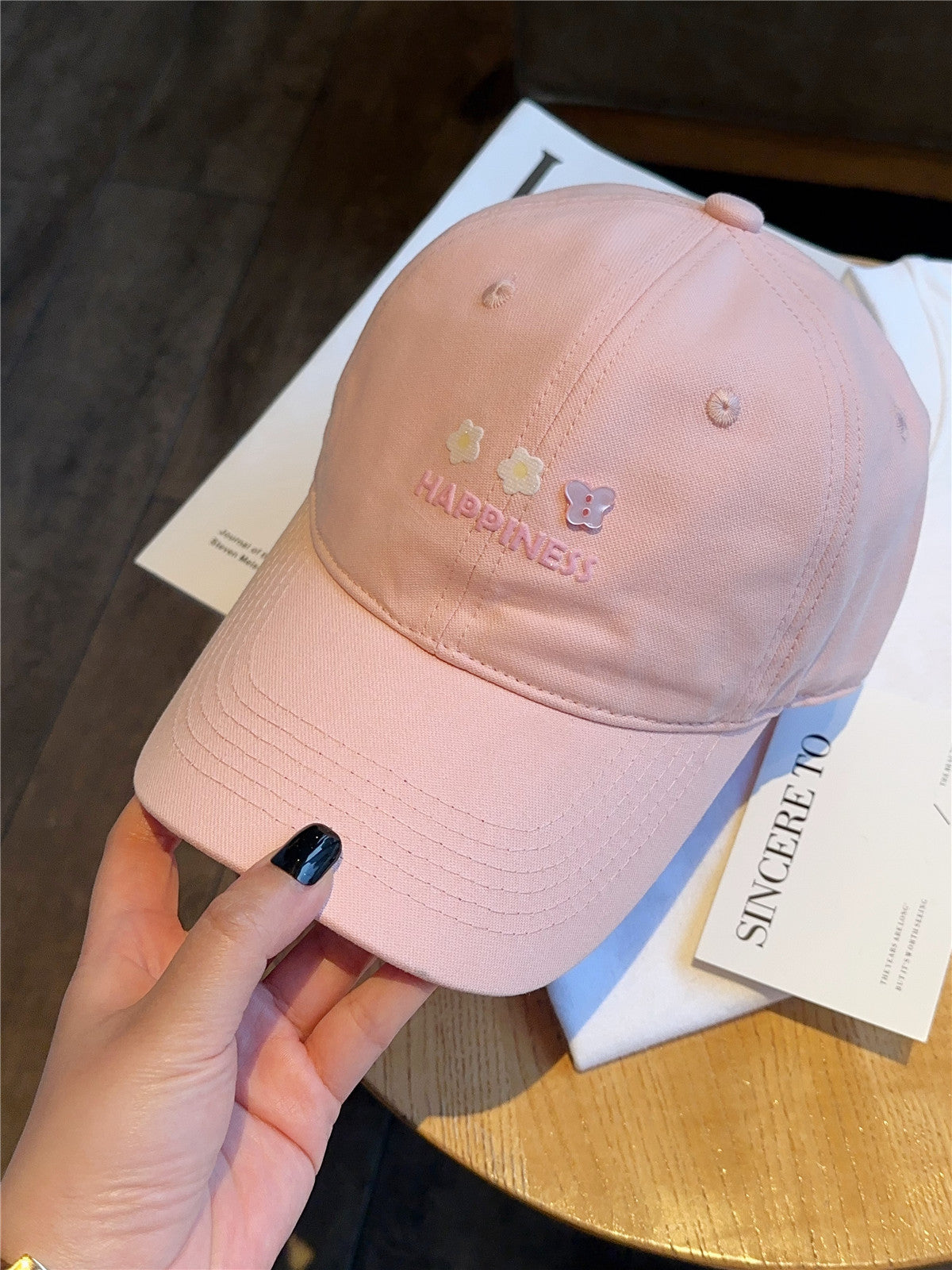 Damen Bestickte Happiness Baseballkappe Brehn