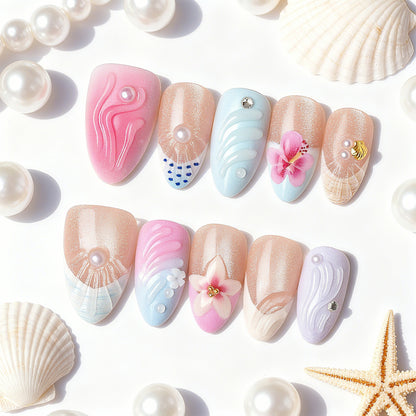 Handgefertigtes Künstlerisches Press-On Nagelset