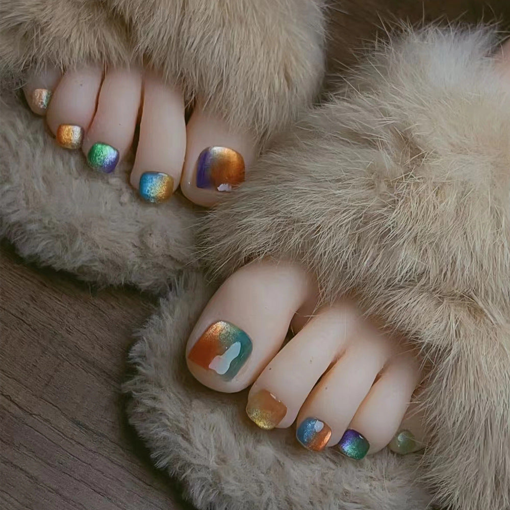 Regenbogenfarben Gradient Pediküre Set Brehn