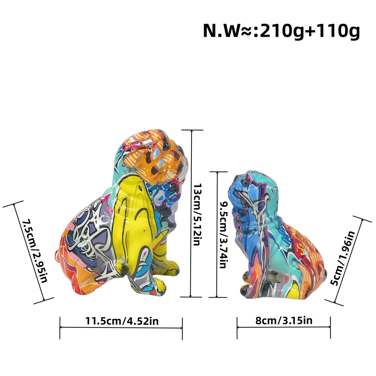 Kreative Bulldoggenfigur aus handbemaltem Kunstharz Brehn