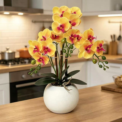 Elegante künstliche Orchideenpflanzenarrangement für die Wohnkultur