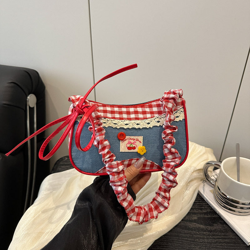 Retro Gingham Mini Umhängetasche Brehn