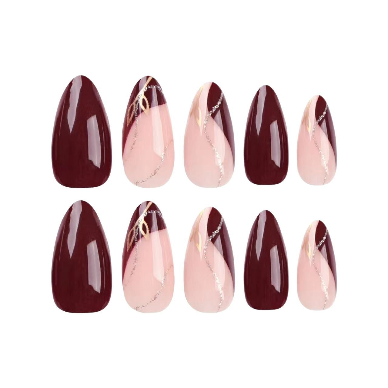 Elegante Matte und Glänzende Mandelförmige Press-On Nagelverlängerungen Brehn