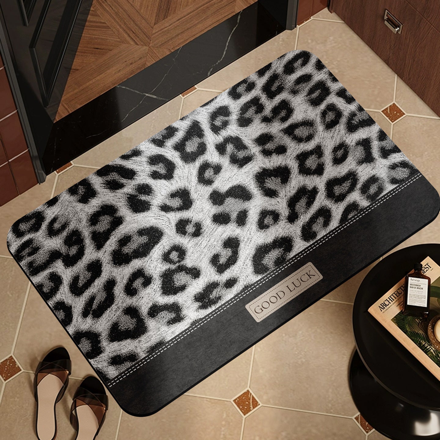 Plüsch Leoparddruck Willkommensmatte