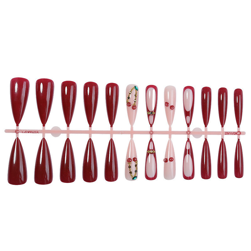 Kunstnagelset mit elegantem Rot- und Rosa-Design Brehn