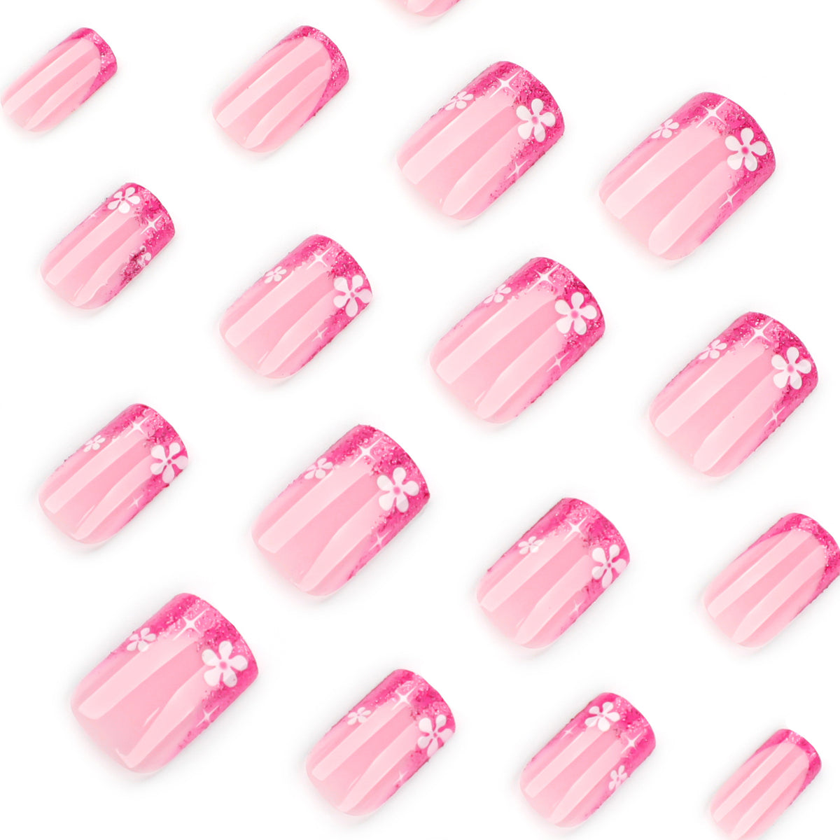 Kunstvolle Nagelkunst mit floralem Akzent und Glitzer Brehn