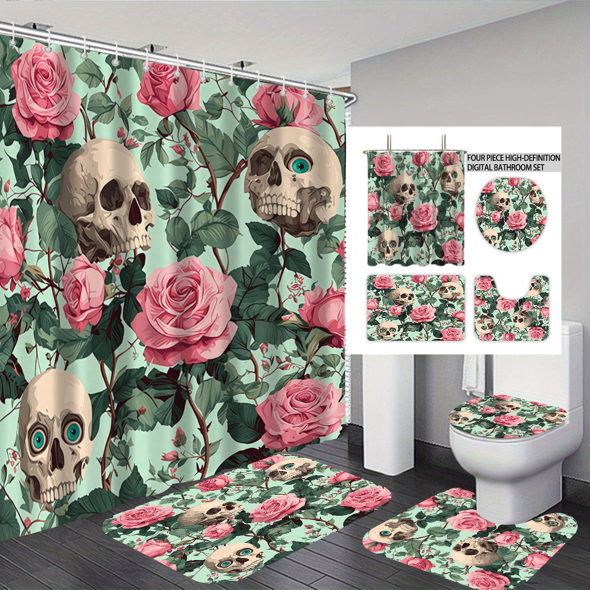 Künstlerisches Skull-Themen Badezimmer Set Brehn