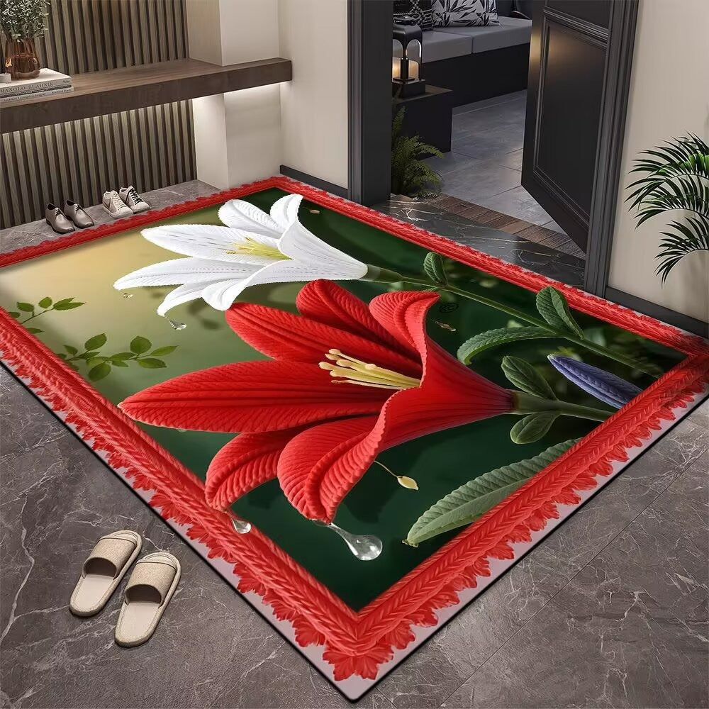 Elegante Blumenmuster Bereichsteppich