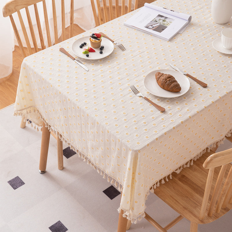 Dekorativer floraler Quasten-Tab tablecloth