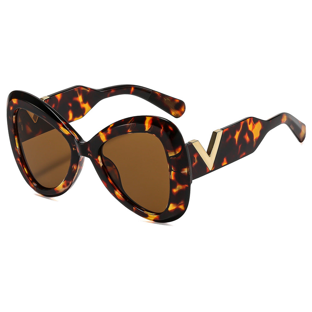 Damen Cat-Eye Sonnenbrille mit luxuriösem Rahmen und verspiegelten Gläsern Brehn