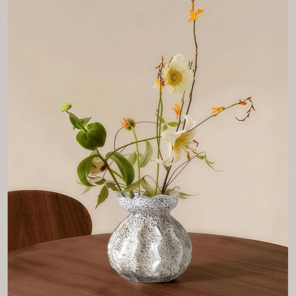 Mouth-blown gewellter Rand Texturiertes Glas Akzentvase Brehn