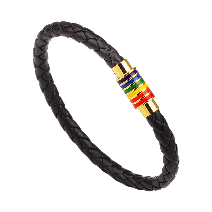 Leder Geflochtener Armband mit Bunter Akzent Brehn