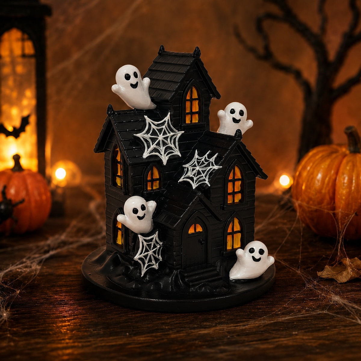 Halloween Dekohaus mit gruseligen Geistern Brehn